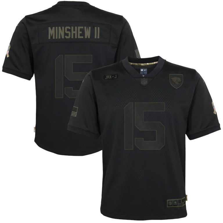 NFL Jacksonville Jaguars #15 Gardner Minshew II Nike Youth 2020 Salute to Service Game  Black jerseys